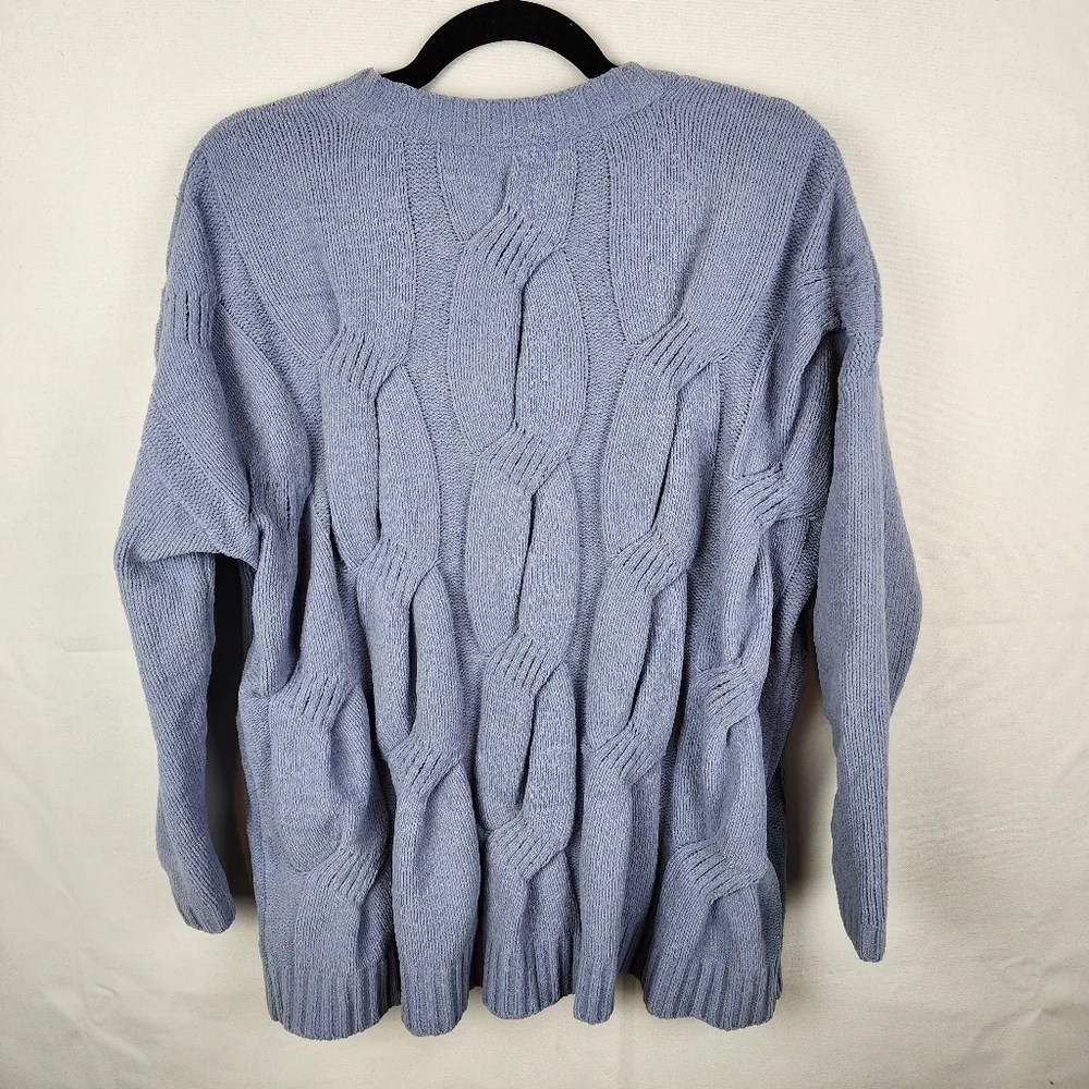 J. Jill Chenille Sweater Womens‎ Small Blue Cable Knit Pullover RN 97641 Casual